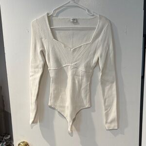 Abercrombie & Fitch Cream Ribbed Bodysuit